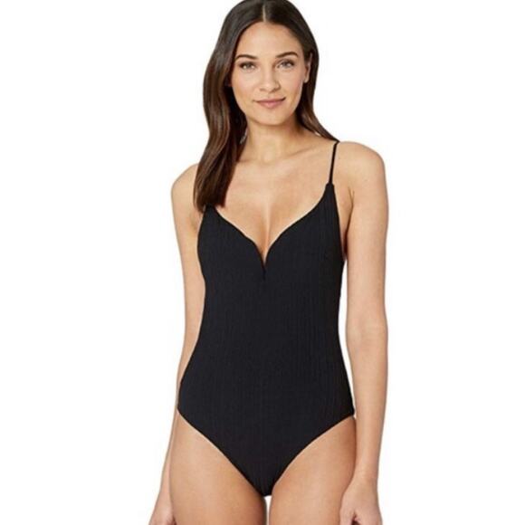 Onia Gloria Black Ribbed Textured One-Piece Swimsuit size Large - Picture 14 of 14